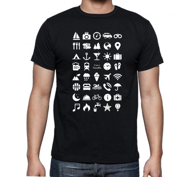 Cestovní tričko s ikonami - L - bílé